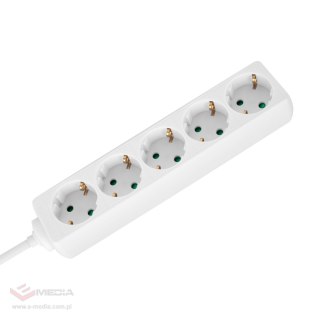 Przedłużacz 5 gniazd 3m typu niemieckiego bez przełącznika (3x1,5mm) Rebel biały
