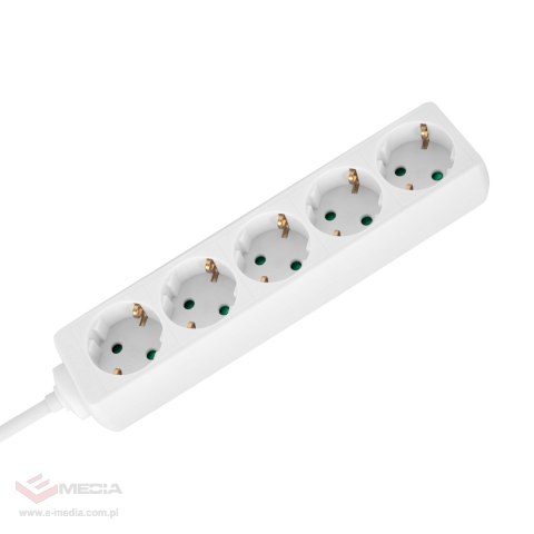 Przedłużacz 5 gniazd 3m typu niemieckiego bez przełącznika (3x1,5mm) Rebel biały