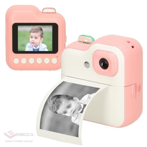Aparat fotograficzny natychmiastowy drukarka termiczna + wkłady karta 32GB różowy