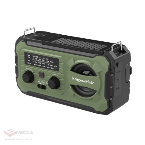 Radio solarne, przenośne radio awaryjne SOS, powerbank 10000mAh, latarka, dynamo, Kruger&Matz