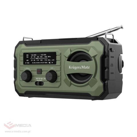 Radio solarne, przenośne radio awaryjne SOS, powerbank 10000mAh, latarka, dynamo, Kruger&Matz