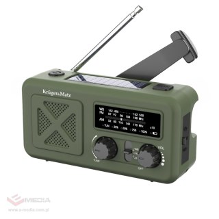 Radio solarne, przenośne radio awaryjne SOS, powerbank 2000mAh, latarka, dynamo, Kruger&Matz
