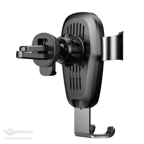 Baseus Metal Gravity Wireless Charger metalowy uchwyt samochodowy na kratkę wentylacyjną bezprzewodowa ładowarka Qi czarny (WXYL