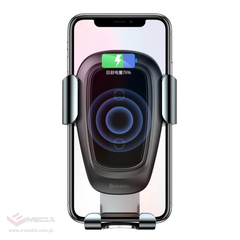 Baseus Metal Gravity Wireless Charger metalowy uchwyt samochodowy na kratkę wentylacyjną bezprzewodowa ładowarka Qi czarny (WXYL