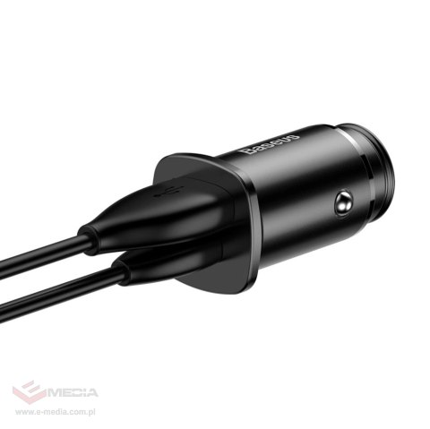 Baseus Square PPS inteligentna ładowarka samochodowa z portami USB Quick Charge 4.0 QC 4.0 i USB-C PD 3.0 SCP czarny (CCALL-AS01