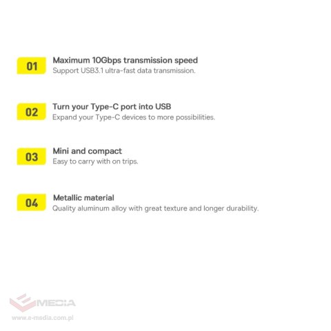 Adapter Baseus Ingenuity Series z USB-C do USB-A 10Gb/s - czarny