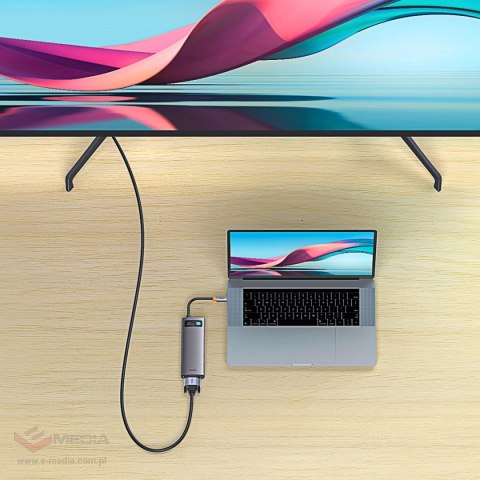 Baseus Metal Gleam Series stacja dokująca HUB 7 w 1 USB Typ C - 1 x HDMI / 1 x VGA / 3 x USB 3.2 Gen. 1 / 1 x Power Delivery / 1