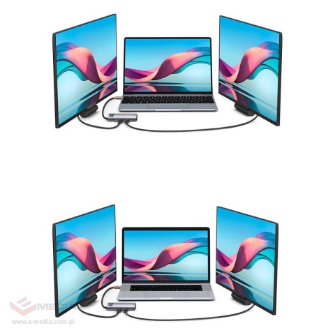 Baseus Metal Gleam Series stacja dokująca HUB 7 w 1 USB Typ C - 1 x HDMI / 1 x VGA / 3 x USB 3.2 Gen. 1 / 1 x Power Delivery / 1