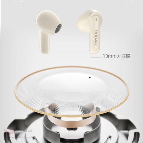 Bezprzewodowe słuchwaki TWS Dudao U18Pro Bluetooth 5.3 - beżowe