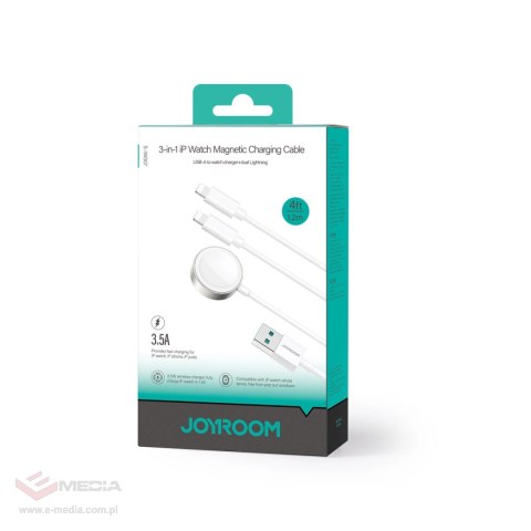 Kabel 3 w 1 Joyroom S-IW007 magnetyczna ładowarka USB-A - Lightning 1.2m - biały