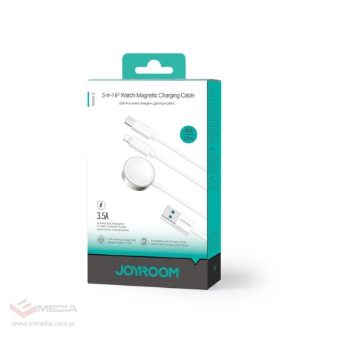 Kabel 3 w 1 Joyroom S-IW008 magnetyczna ładowarka USB-A - Lightning/USB-C 1.2m - biały