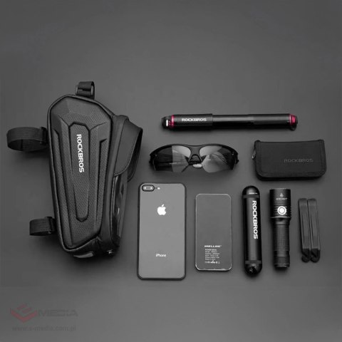 Sakwa rowerowa Rockbros B68-1 na ramę pancerna z kieszonką na telefon 1.7l - czarna