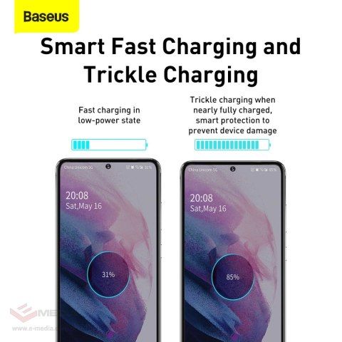 Szybka ładowarka sieciowa Baseus Si USB-C 25W 3A z kablem USB-C / USB-C 1m - biały