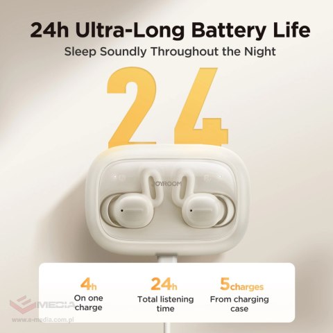 Słuchawki bezprzewodowe TWS Joyroom JR-TS1 Cozydots Series do spania ANC Bluetooth 5.3 - czarne