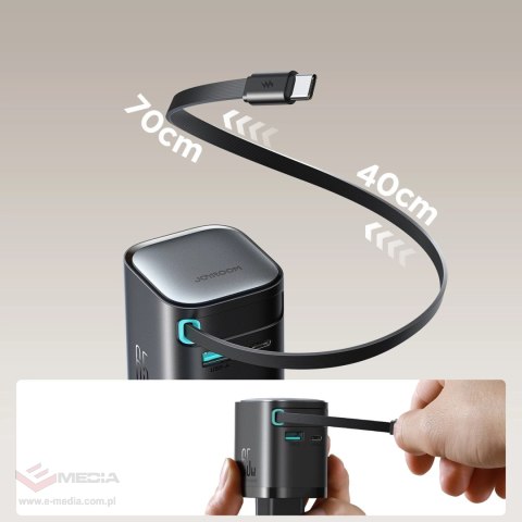 Ładowarka GaN Joyroom JR-TCL02 65W USB-A USB-C z wbudowanym kablem USB-C - czarna