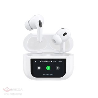 Słuchawki Dudao U19 douszne TWS bezprzewodowe Bluetooth 5.3 z wyświetlaczem LED - białe