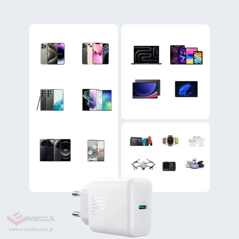 Ładowarka Joyroom JR-TCF24 sieciowa USB-C PD 30W QC SFC - biała + kabel USB-C 1m