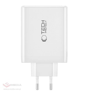 Ładowarka Tech-Protect NC100W-GAN sieciowa GaN 3x USB-C PD 100W / USB-A QC 3.0 - biała