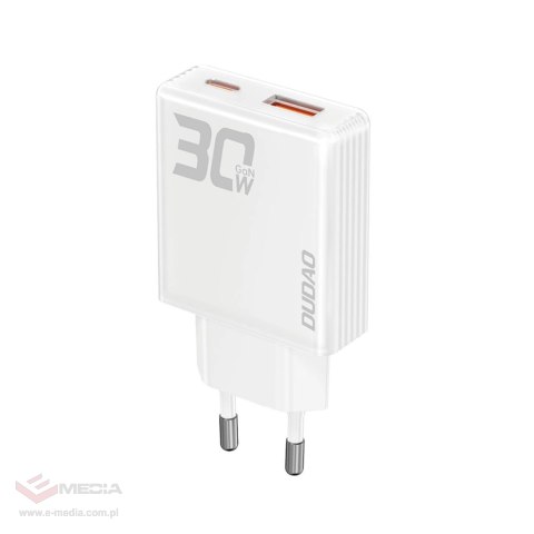 Ładowarka sieciowa GaN Dudao A30EU 30W USB-A / USB-C - biała