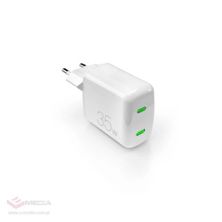 Ładowarka sieciowa Puro MiniPro 35W GaN 2xUSB-C - biała