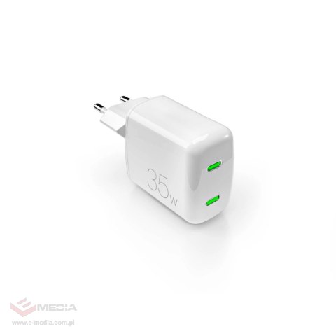 Ładowarka sieciowa Puro MiniPro 35W GaN 2xUSB-C - biała