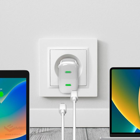 Ładowarka sieciowa Puro MiniPro 35W GaN 2xUSB-C - biała
