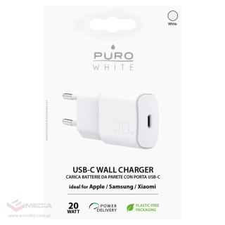 Ładowarka sieciowa Puro White 20W Power Delivery USB-C - biała