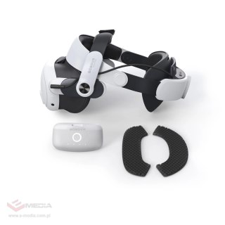 Pasek odciążający BoboVR M3 Pro do gogli VR Meta Quest 3 + bateria BoboVR B2 - biało-czarny