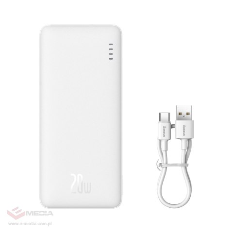 Powerbank Baseus Airpow 20W 10000mAh z kablem Baseus Simple Series USB-A - USB-C 30 cm - biały