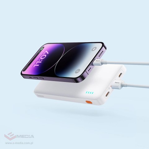 Powerbank Baseus Airpow 20W 10000mAh z kablem Baseus Simple Series USB-A - USB-C 30 cm - biały
