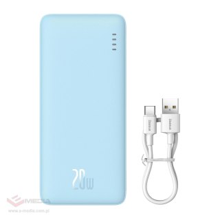 Powerbank Baseus Airpow 20W 20000mAh z białym kablem Baseus Simple Series USB-A - USB-C 50cm - niebieski