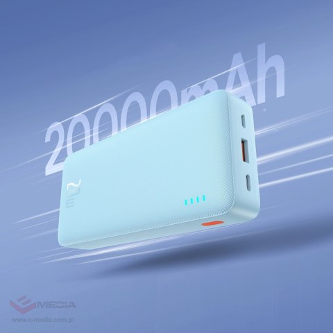 Powerbank Baseus Airpow 20W 20000mAh z białym kablem Baseus Simple Series USB-A - USB-C 50cm - niebieski