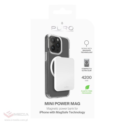 Powerbank Puro Slim Power Mag 4200mAh z MagSafe USB-C - biały