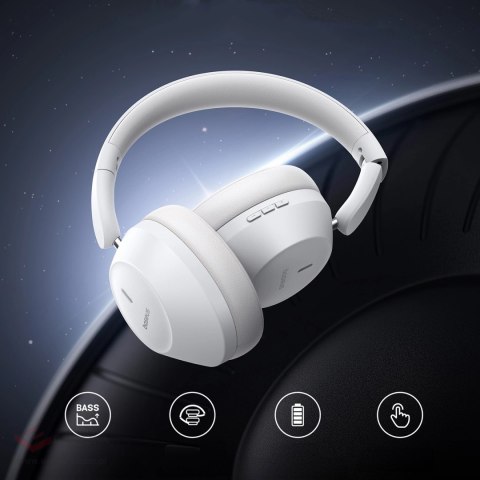 Słuchawki bezprzewodowe Baseus Bass 30 Max nauszne Bluetooth 5.3 - białe