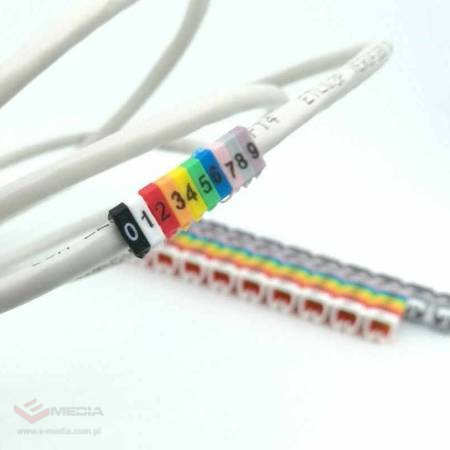 Oznacznik przewodów 5mm - Organizer kabli cyfry 0-9 - zestaw 100 szt