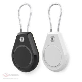Etui na Apple AirTag wodoodporne, ze stalową linką - czarne + białe (2 sztuki)