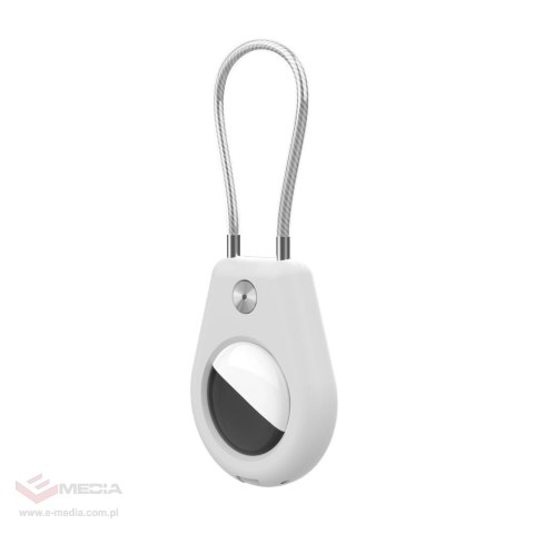 Etui na Apple AirTag ze stalową linką - czarne + białe (2 sztuki)