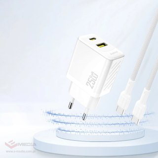 Ładowarka Dudao A26T GaN 25W USB-A, USB-C - biała