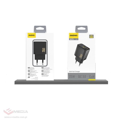 Ładowarka Dudao A27S 25W GaN USB-A - czarna