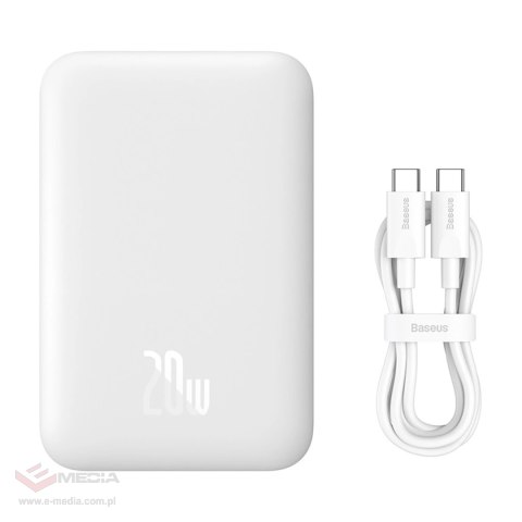 Powerbank Baseus Magnetic Mini Air PPCXM06A 6000mAh 20W z kablem Simple Series USB-C - biały