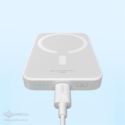 Powerbank Baseus Magnetic Mini Air PPCXM06A 6000mAh 20W z kablem Simple Series USB-C - biały