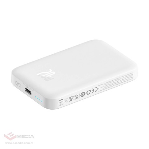 Powerbank Baseus Magnetic Mini Air PPCXM06A 6000mAh 20W z kablem Simple Series USB-C - biały