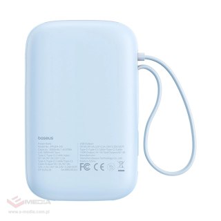 Powerbank Baseus QPow 2 30W 10000mAh z wbudowanymi kablami USB-C - niebieski
