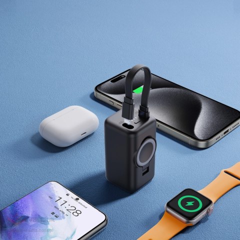 Powerbank Joyroom JR-W13 5000mAh bezprzewodowy do Apple Watch + USB-C i Lightning - czarny