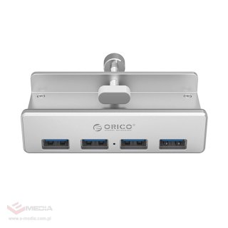 Hub Orico MH4PU montowany na zacisk 4x USB-A 3.0 - srebrny