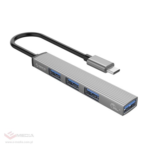 Hub USB-C Orico AH-13 stacja dokująca 1x USB-A 3.0 + 3x USB-A 2.0 - szary