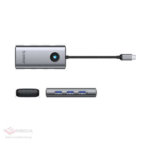 Hub USB-C Orico PW11-6P stacja dokująca 3x USB-A 3.0 + 1x USB-C 2.0 + 1x HDMI - szary