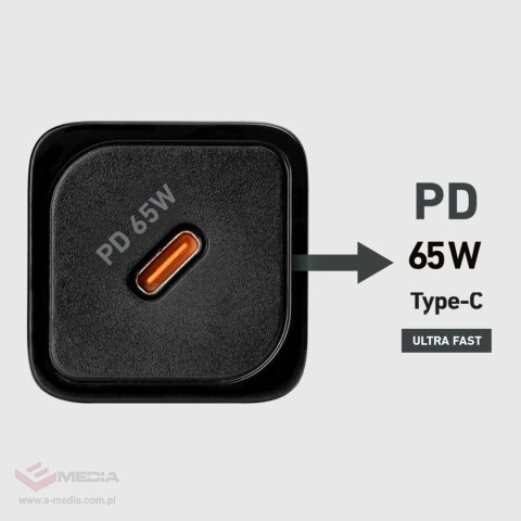 Ładowarka sieciowa SBS TETRGAN1C65W 65W GaN z Power Delivery - czarna