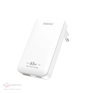 Ładowarka sieciowa podróżna GaN Dudao A65Q 65W USB-A / USB-C PD ultracienka EU / US - biała