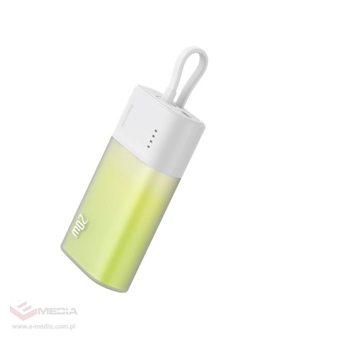 Powerbank Baseus Popsicle 5200mAh 20W z wbudowanym kablem Lightning (+ biały kabel Baseus Simple USB-C - USB-C 60W/20V/3A/30cm) 